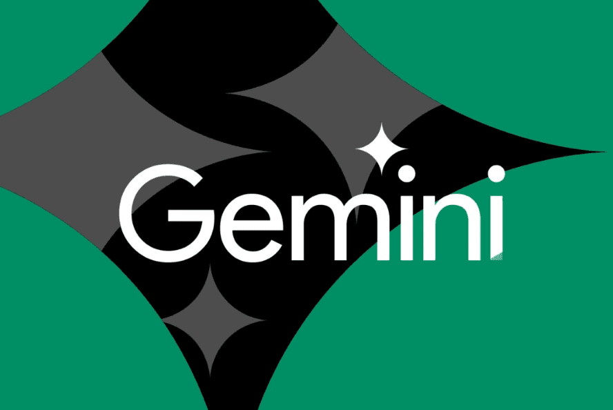 GEO · Google Gemini brand visual: teal background with Gemini wordmark